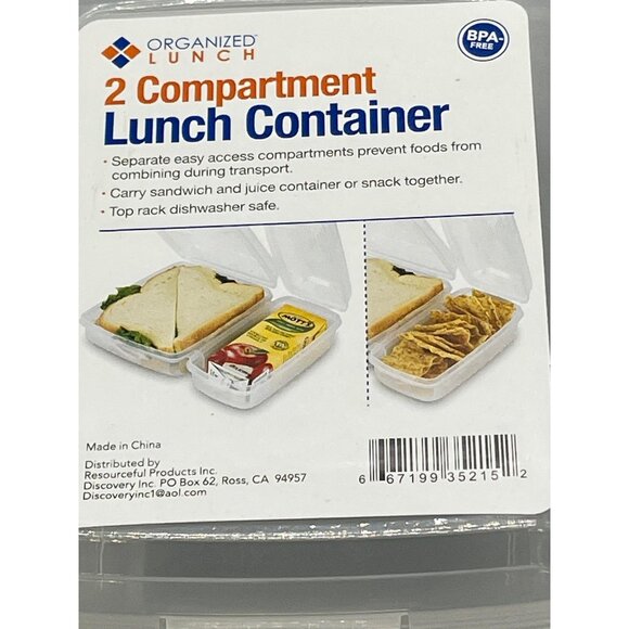 organized lunch 2 compartment lunch container clip closed lids large small READ - Picture 3 of 6